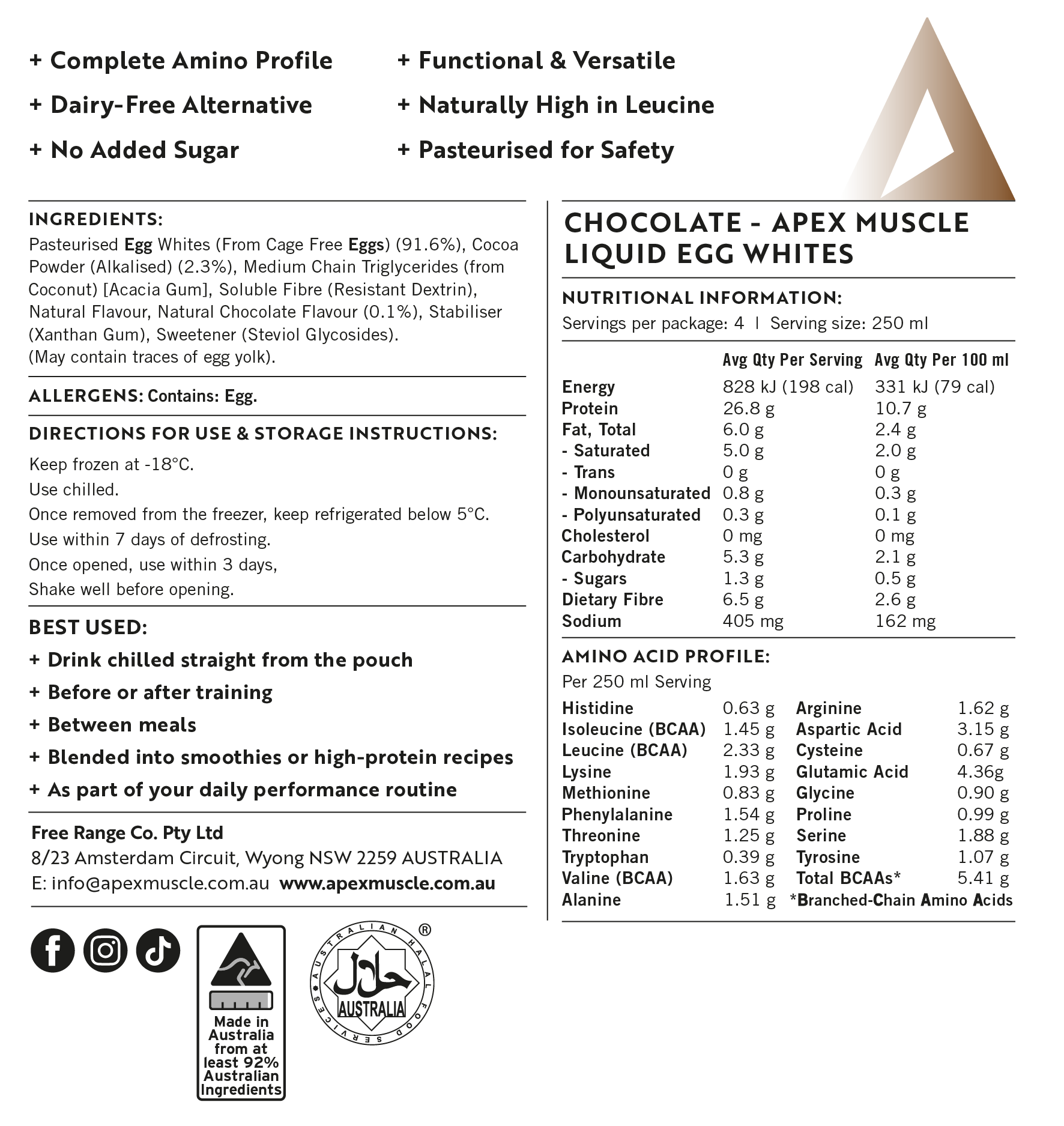 Chocolate Liquid Egg Whites | 8x1L Packets