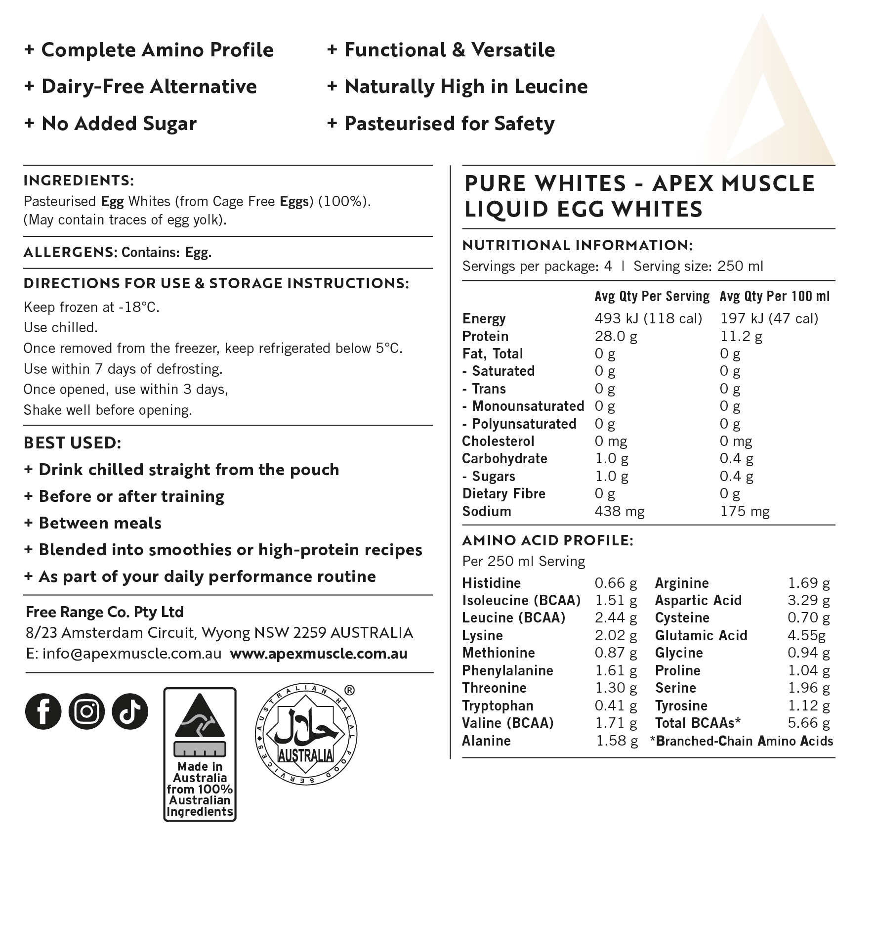 Pure Liquid Egg Whites | 8x1L Packets