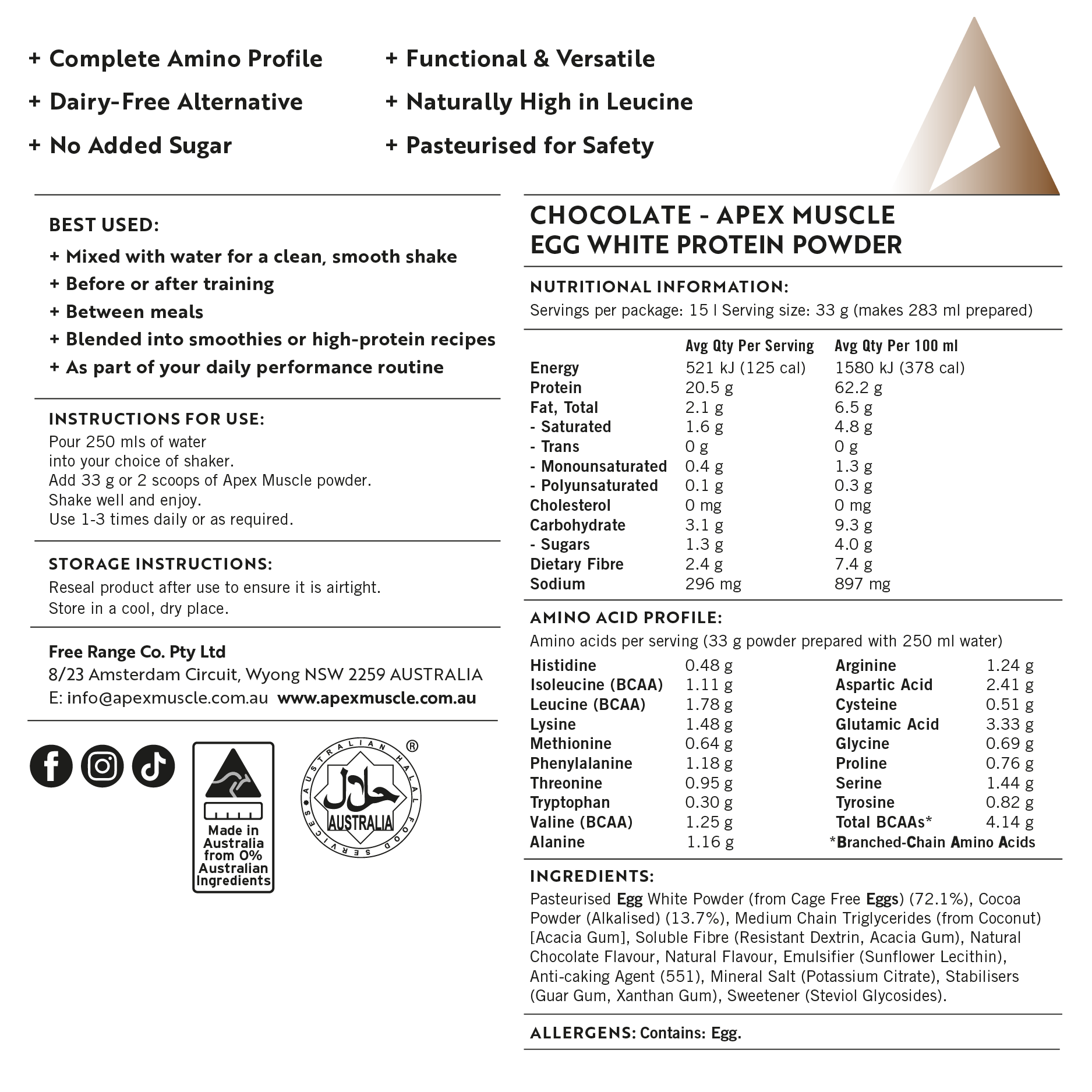 Chocolate Egg White Protein Powder