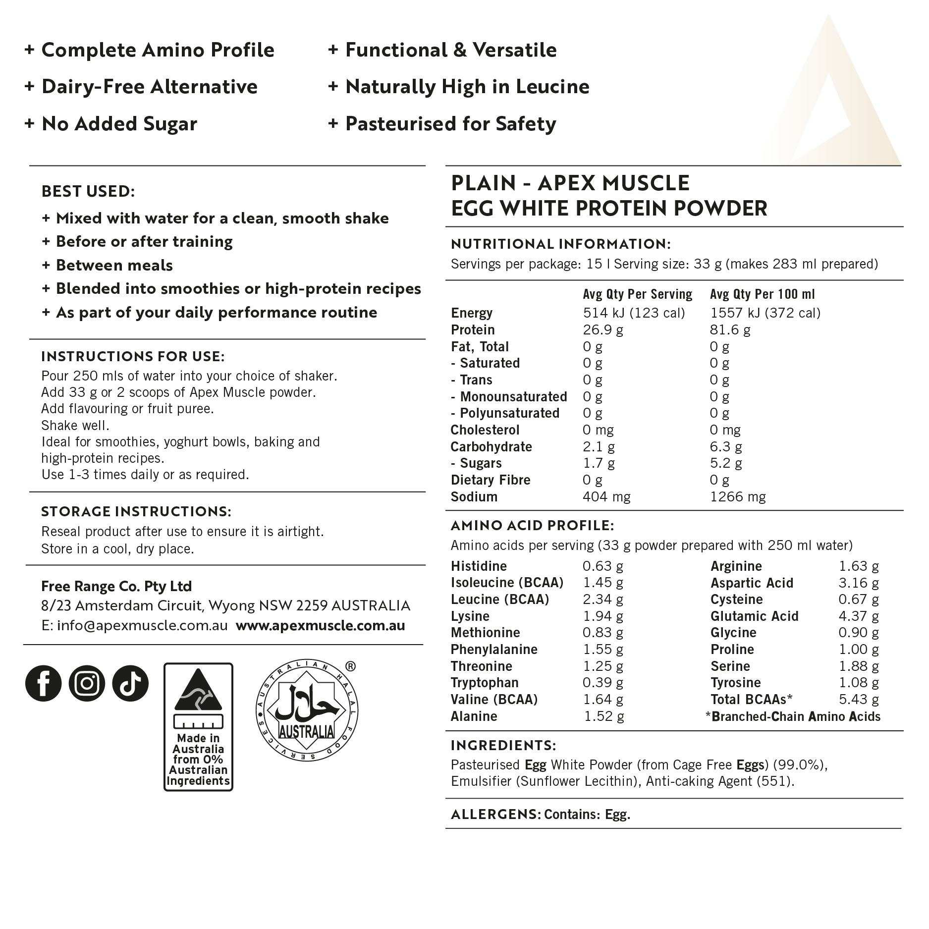 Plain Egg White Protein Powder